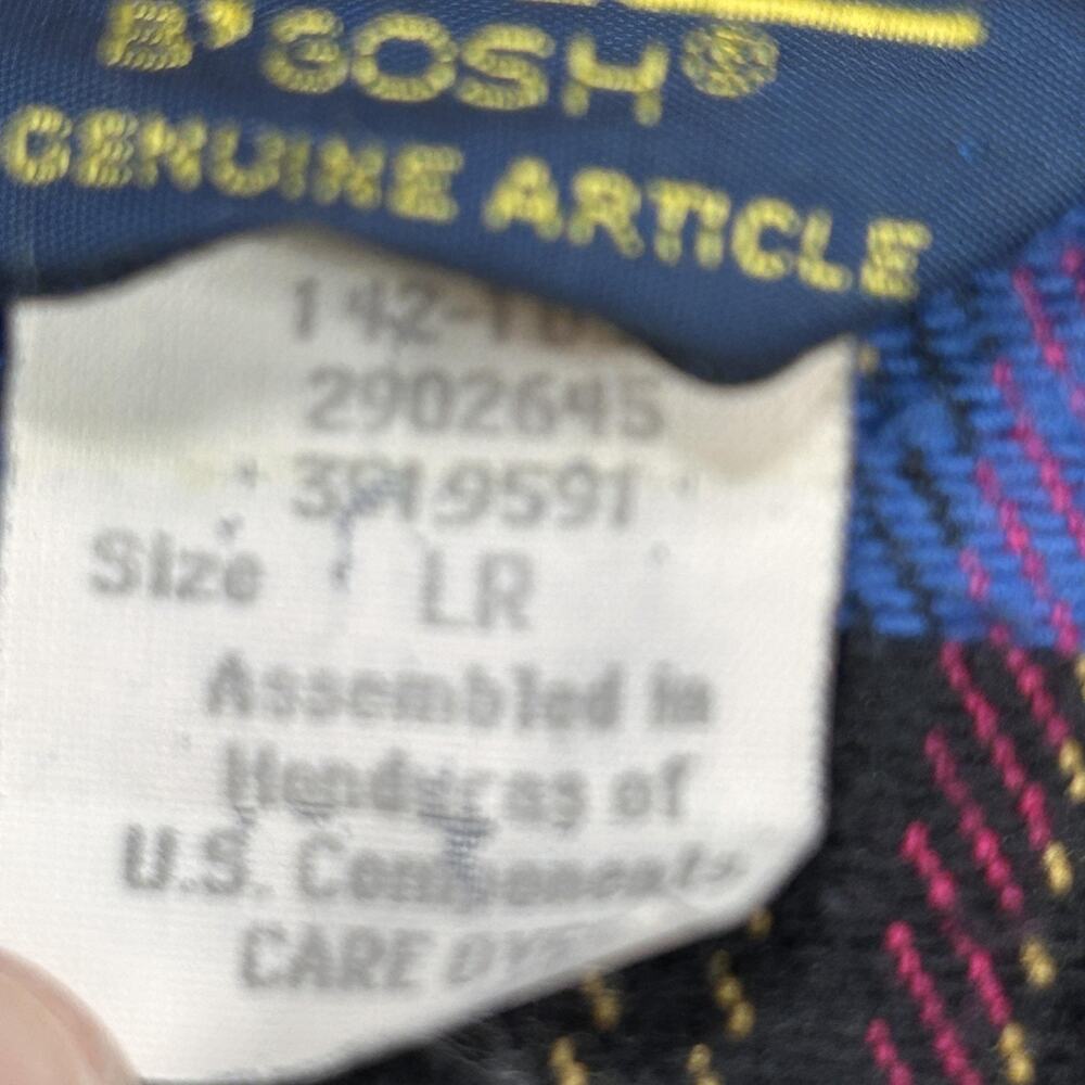 Vintage OshKosh B'Gosh Mens Large Plaid Flannel Button Down Shirt Blue Red Grey - Picture 3 of 11